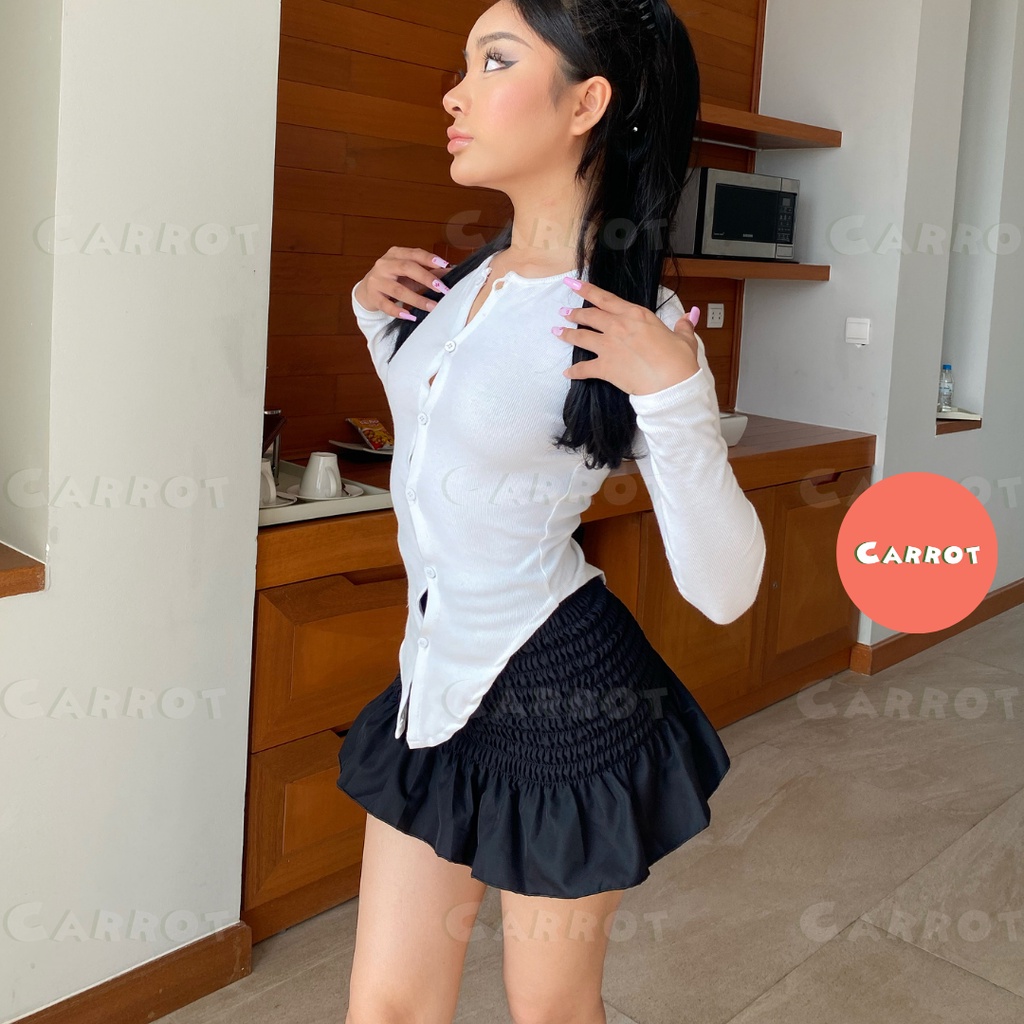 Croptop tay dài chân váy basic tôn dáng chất vải dày dặn trendy thời trang nữ carrotxinhdep