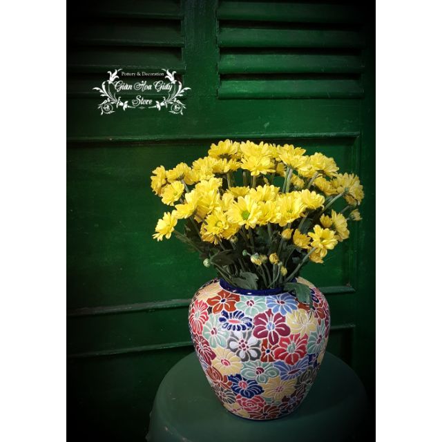 Bình bách hoa gốm Biên Hòa