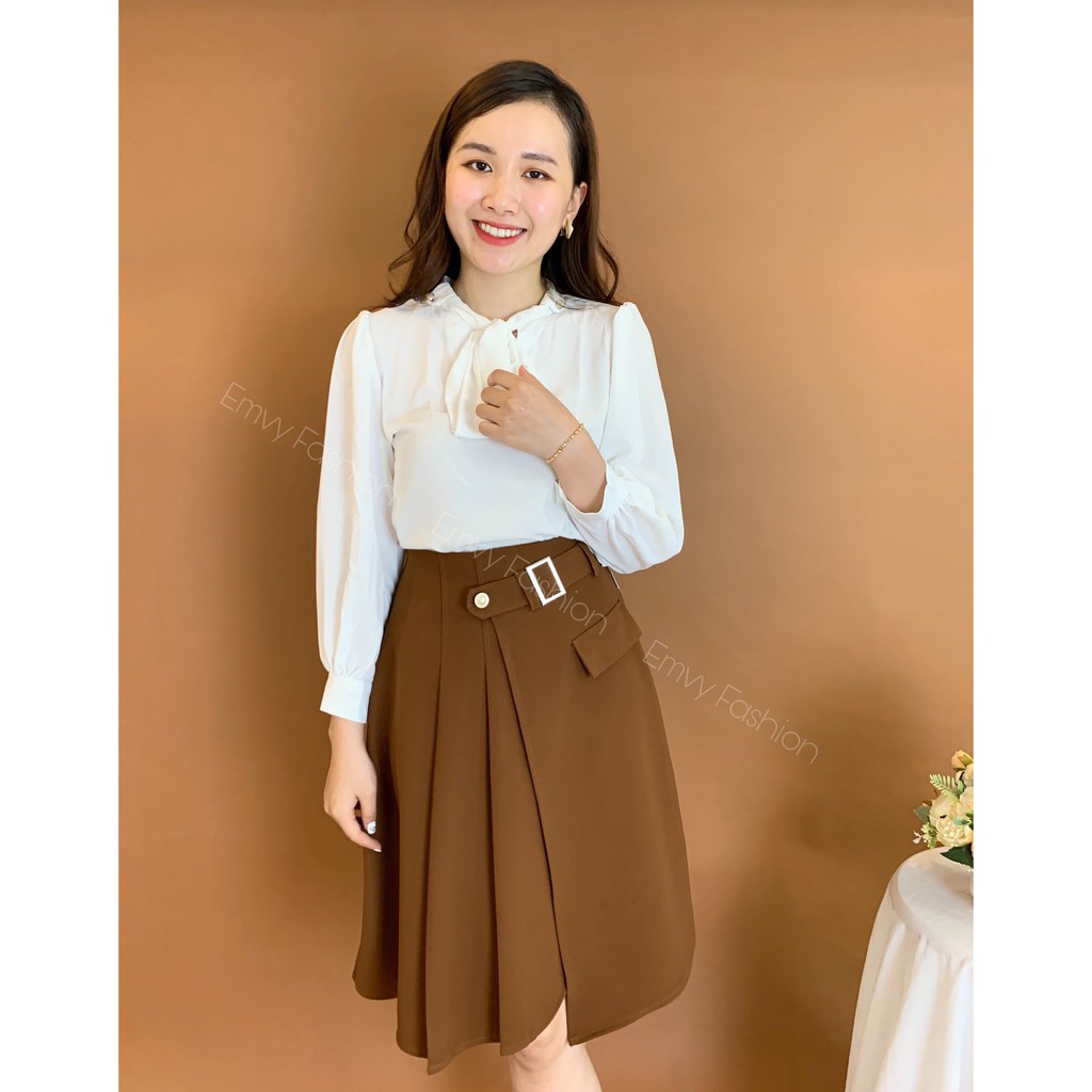 Áo lụa hàn châu cổ nơ tay bồng EMVY - A27 | BigBuy360 - bigbuy360.vn