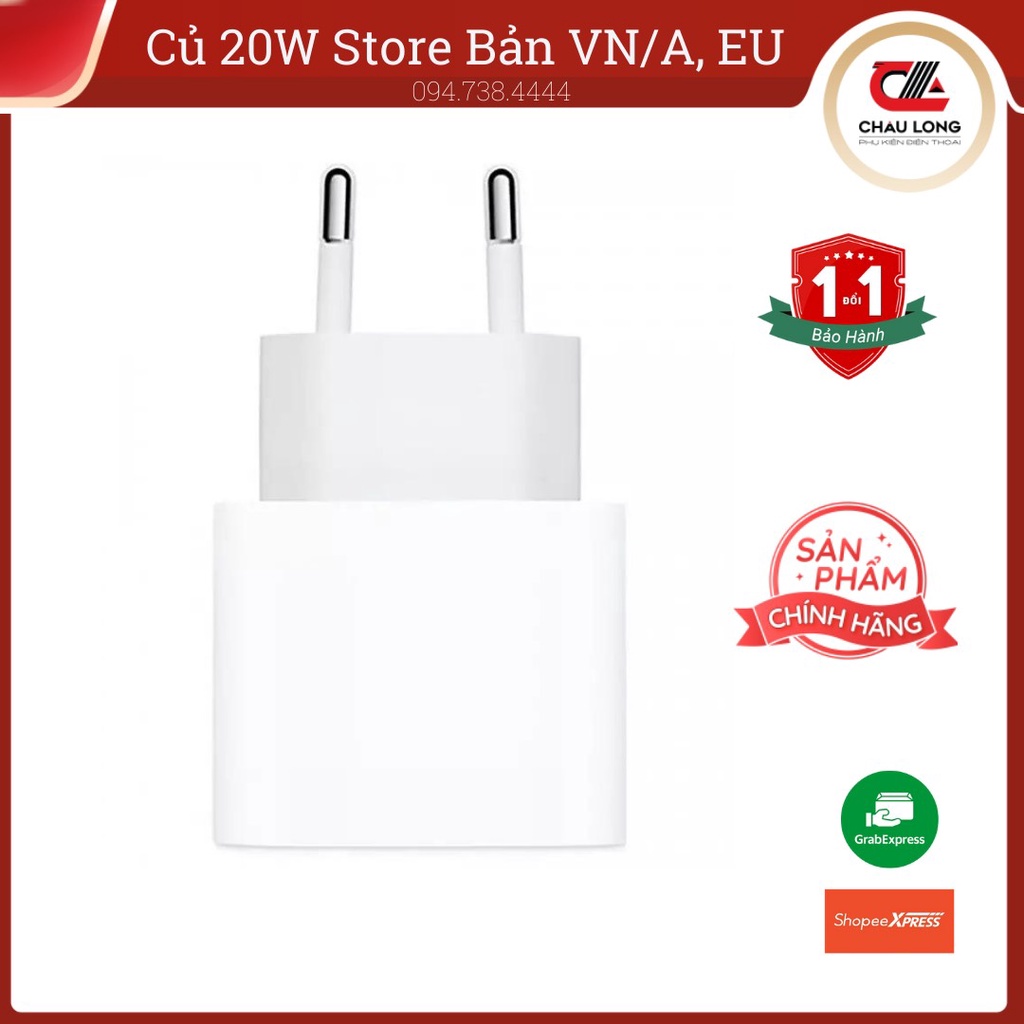 Củ Sạc Nhanh 20W Chính Hãng. Bản Chân Tròn EU VN/A, ZM/A