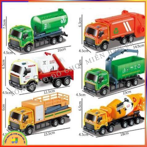 Đồ chơi Hộp 6 xe ô tô môi trường, xe chở rác, xe chở nước, mô hình đồ chơi ô tô cho bé sáng tạo TKMB68
