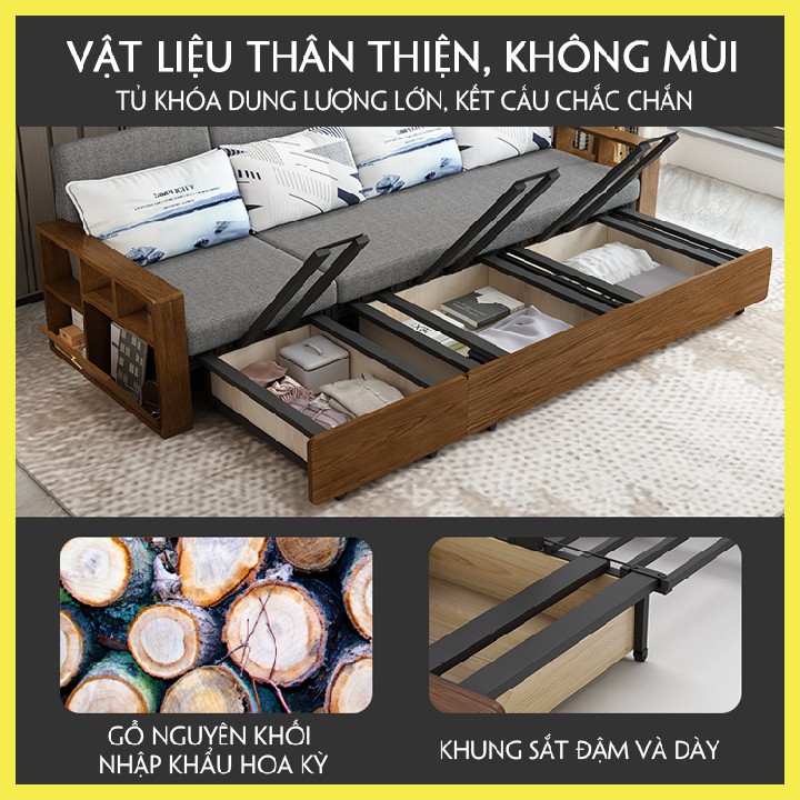 Giường Sofa Gấp Gọn Thành Ghế, Ghế Sofa Đa Năng, Sofa Thông Minh Kích Thước 1m2 x 1m95 - TOPSKY