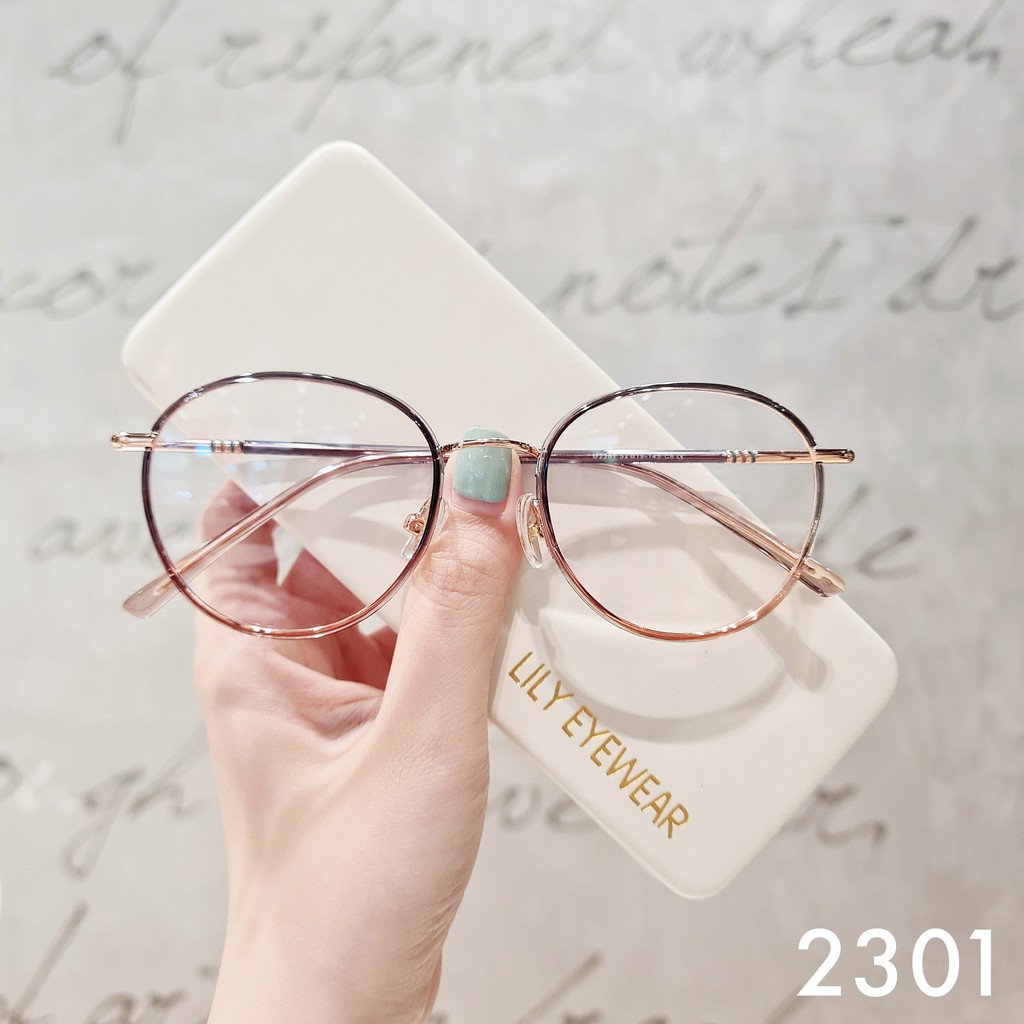 Gọng kính cận nam nữ Lilyeyewear mắt tròn kim loại gọng thanh mảnh màu sắc thời trang 2301 | BigBuy360 - bigbuy360.vn