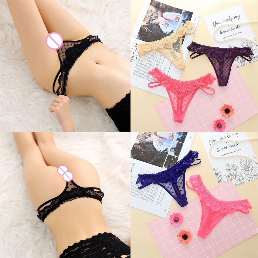 Combo 3 chiếc Quần lót nữ ren lọt khe hoạ tiết sexy