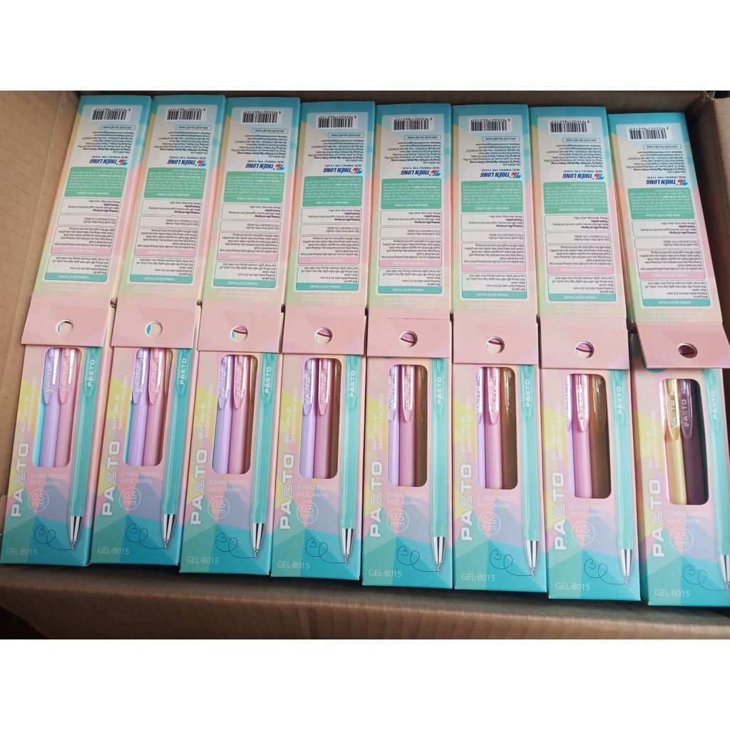Hộp 5 cây bút bi mực xanh 5 màu cán pastel GEL-B015 ngòi 0.5