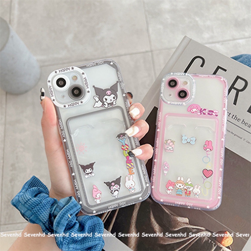 Ốp Điện Thoại Mềm Họa Tiết Hoạt Hình Có Ngăn Đựng Thẻ Cho iPhone 14 13 12 11 Pro Max X XR Xs Max 8 7 6 6s Plus SE 2020