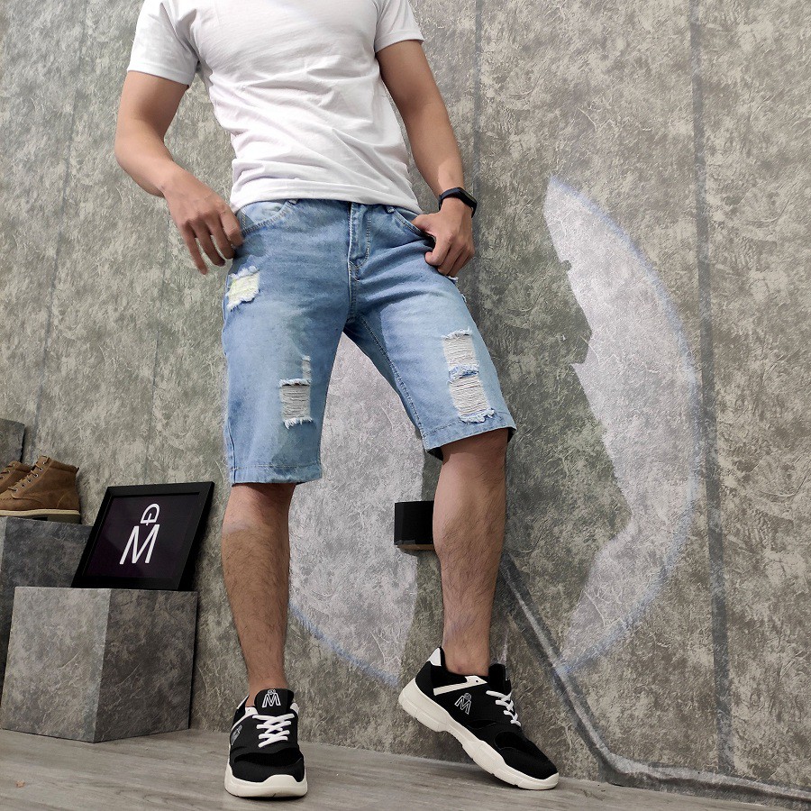 Quần short jean nam TL416 cào rách nhiều màu Shop Thành Long chuyên quần ngố nam