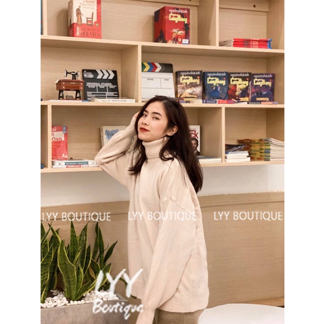 Áo len cổ lọ trơn chất len lông thỏ dày mịn ấm áp hàng Quảng Châu LYY BOUTIQUE