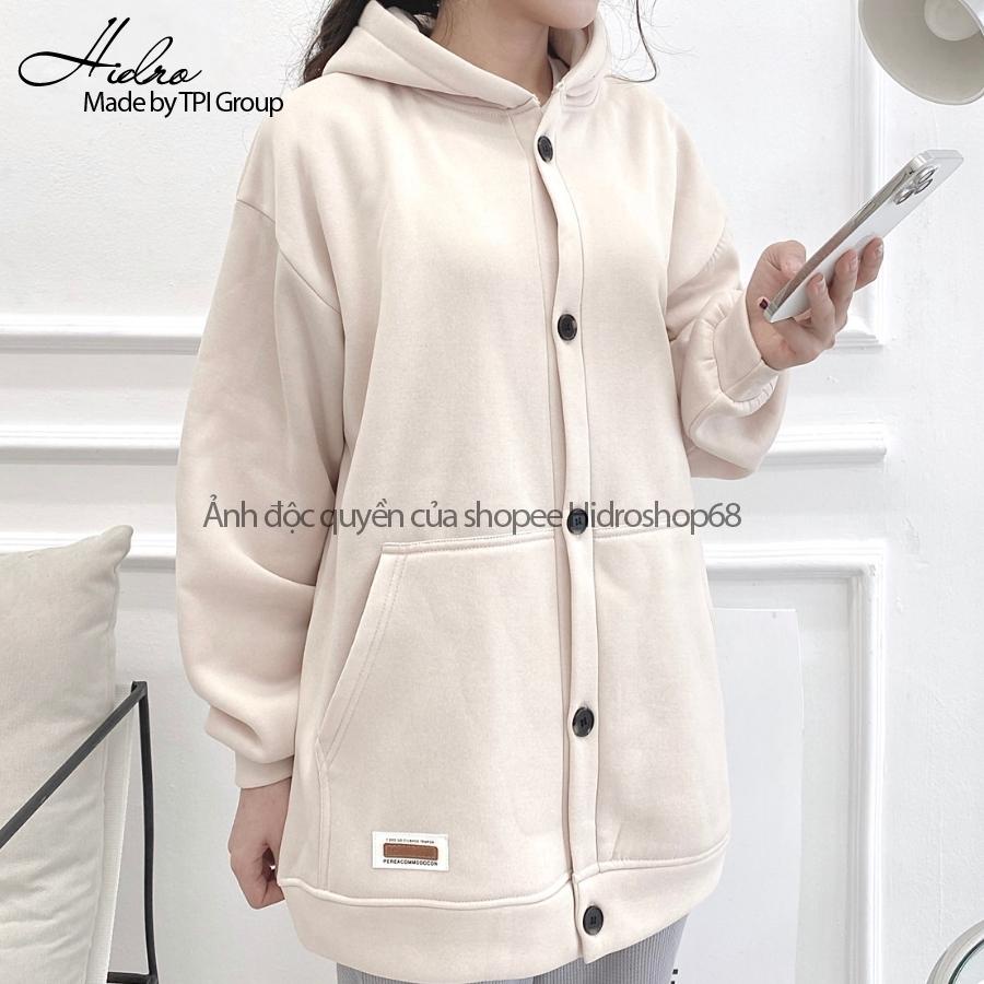 Áo Khoác Hoodie Unisex Nam Nữ Cài Cúc Chất Nỉ Bông Dày Dặn Form Rộng Oversize