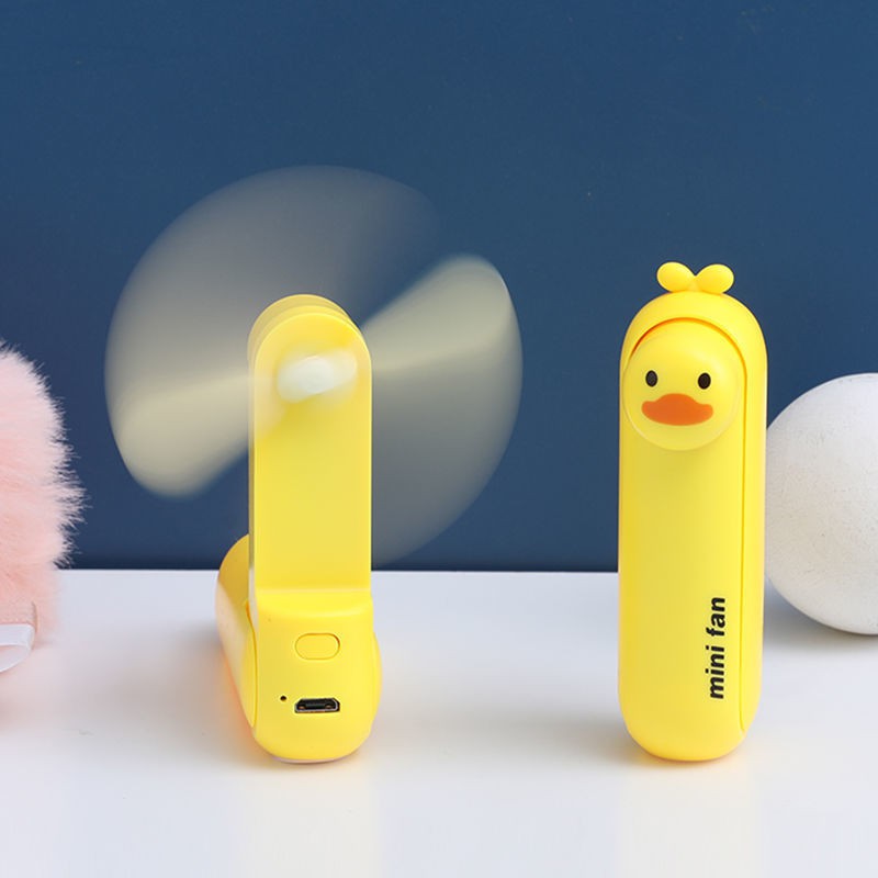 Quạt nhỏ gọn hình vịt con gắn móc khóa đáng yêu