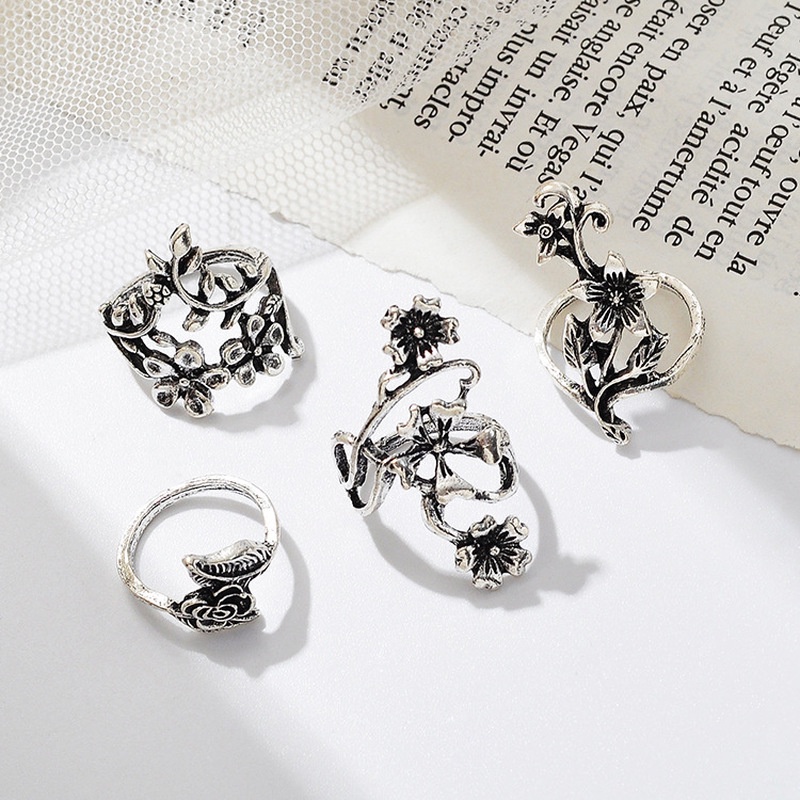 Set 4 Nhẫn Đeo Khớp Ngón Tay Nhiều Màu Sắc Phong Cách Bohemia