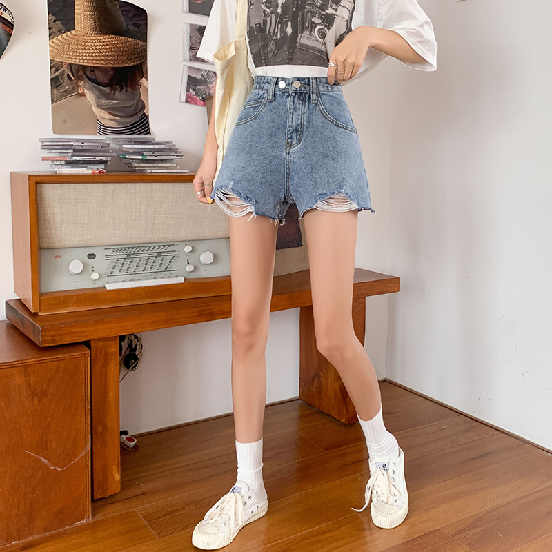 Quần short jean ống rộng phong cách Hàn Quốc thời trang dành cho nữ