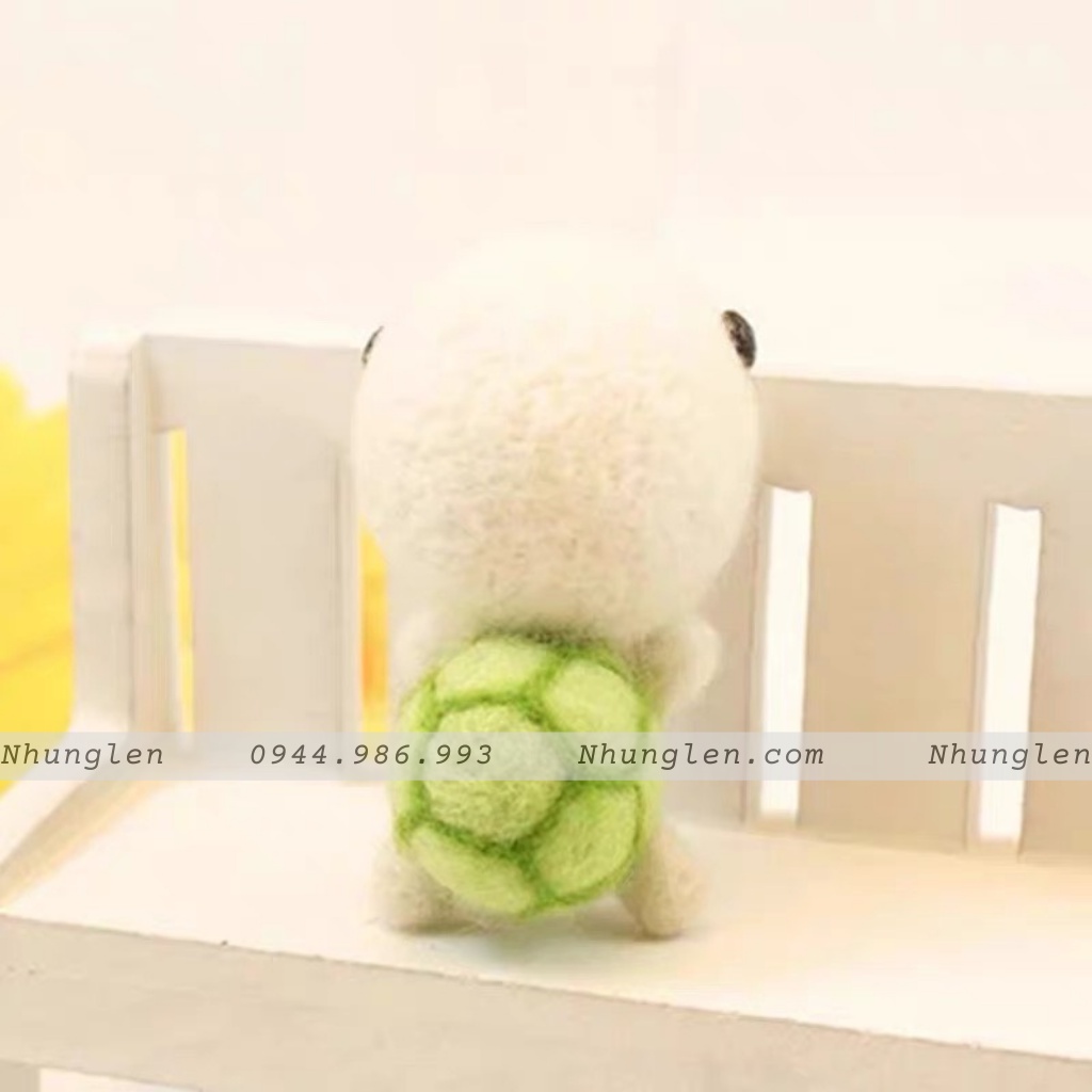 Bộ kit len chọc Tiểu Quy - Bé Rùa bé nhỏ cute phô mai que - Needle felting turtle cho người mới bắt đầu