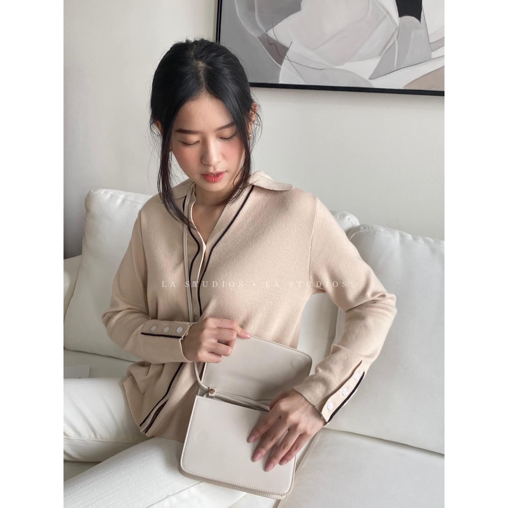 Áo dài tay cổ bẻ Hàn Quốc