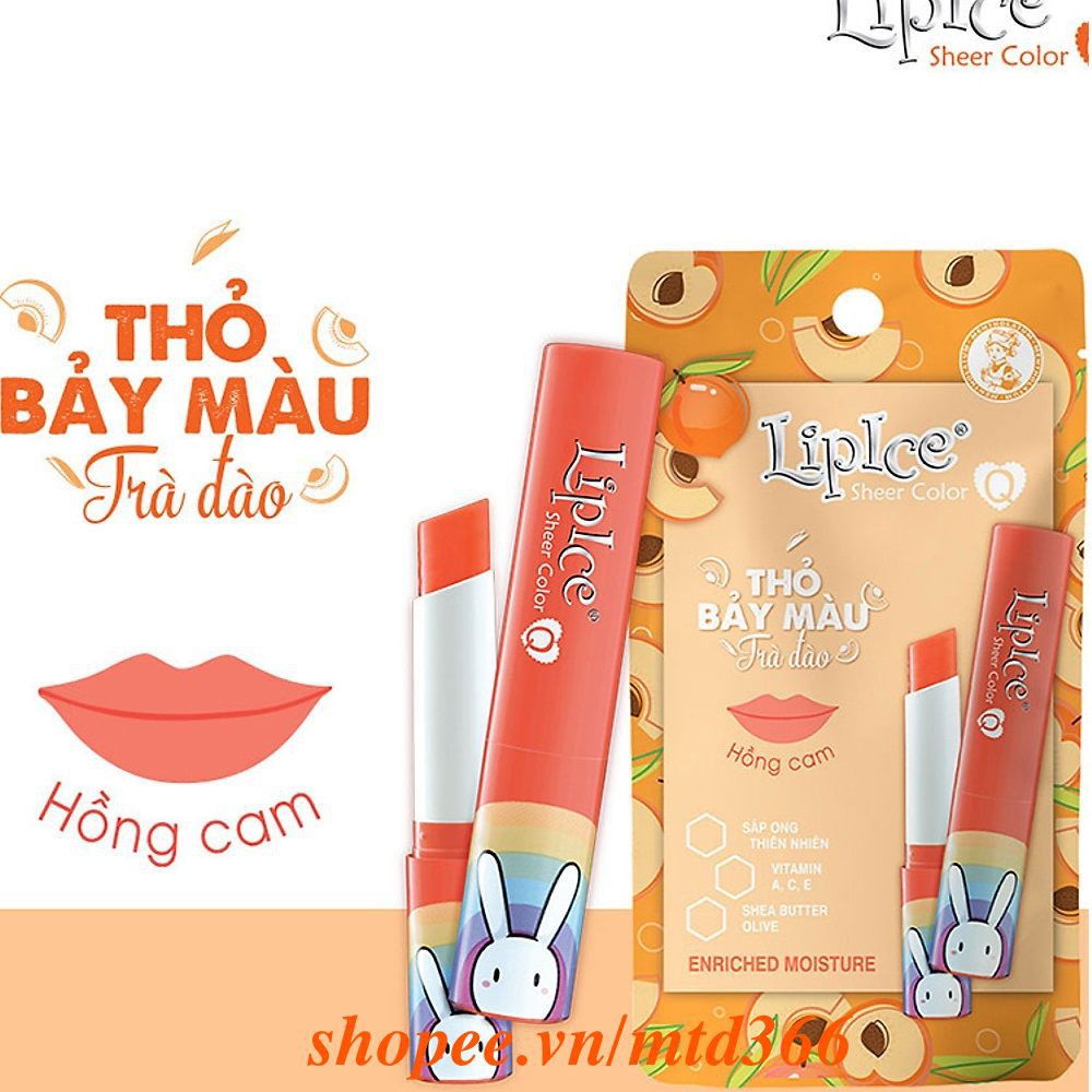 Son Dưỡng Môi Có Màu LipIce Sheer Color Q phiên bản Thỏ 7 màu ( HỒNG TỰ NHIÊN ) Hương Trà Đào