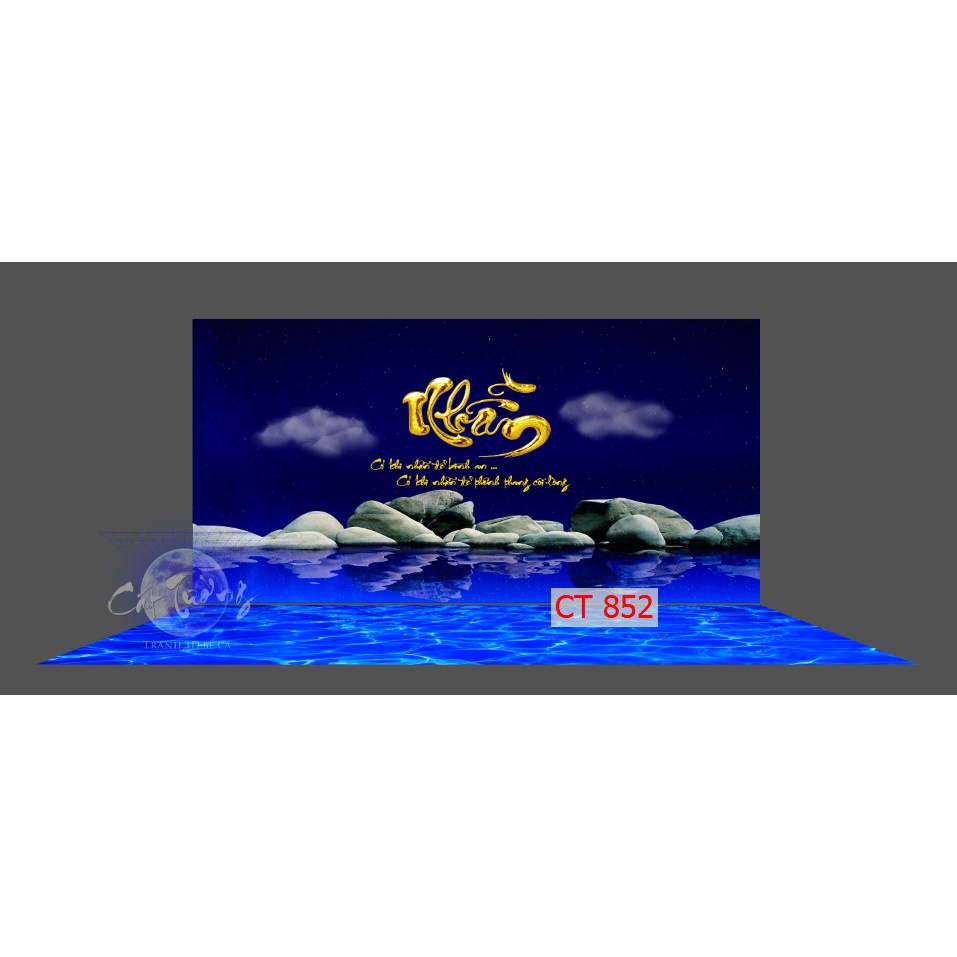 tranh 3d. tranh dán bể cá thủy sinh, bể cá rồng (tranh lưng)