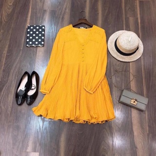 Váy voan vàng mustard zara