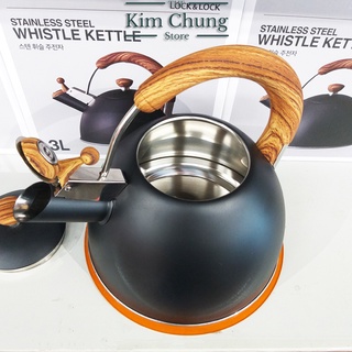 Ấm đun nước Inox đáy từ Lock&Lock Stainless Steel WHISTLE KETTLE 3 lít CKT1301 có còi bào