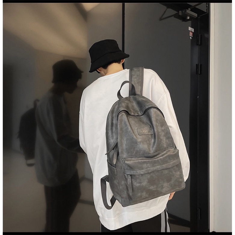 Ba lô nam nữ basic gam màu mốc da trơn cỡ trung bình to học sinh viên đi làm vs du lịch trẻ trung streetwear