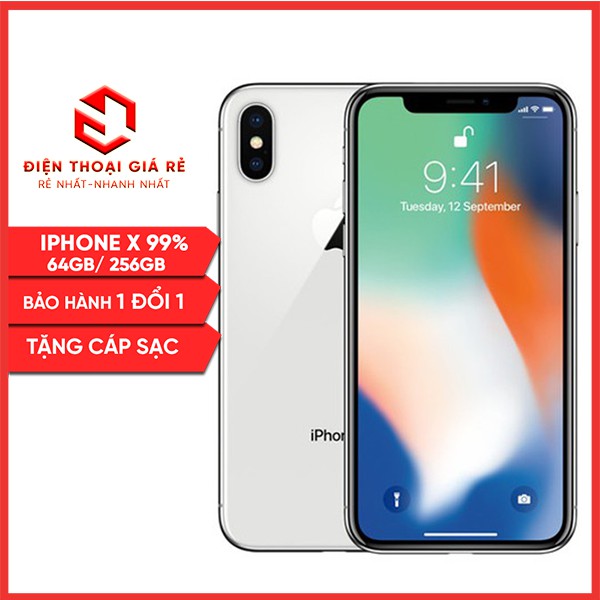 Điện Thoại iPhone X 99% Máy Mỹ, Bản 64GB, 128GB - [Giá rẻ Hà Nội, BH 3 tháng1 đổi 1 - Tặng cáp sạc]