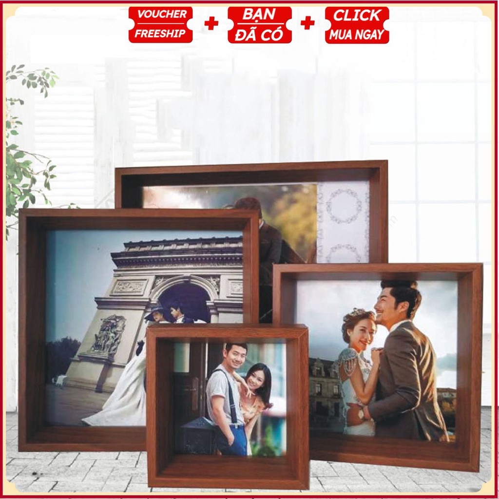 Set 4 Khung Ảnh Treo Tường Gỗ Tự Nhiên Decor G2 - Kích Thước 13 Đến 28cm