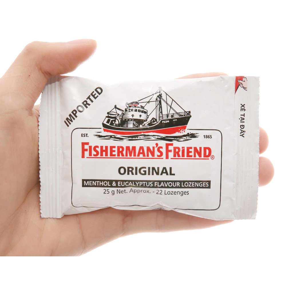 Kẹo Ngậm Giảm Đau Họng Con Tàu Không Đường Fishermans Friend 25g