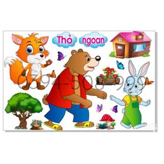 tranh decal mầm non - góc văn học