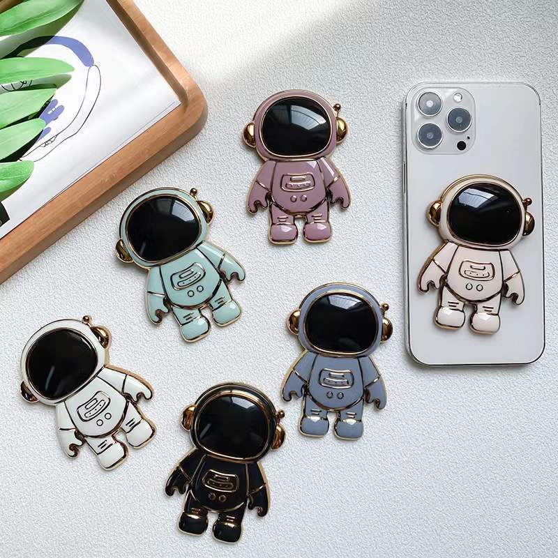 6D Electroplated Astronaut Folding Phone Stand Holder For IPhone Samsung XIAOMI Case Cartoon Mobile Phone Sticker Holder Bracket