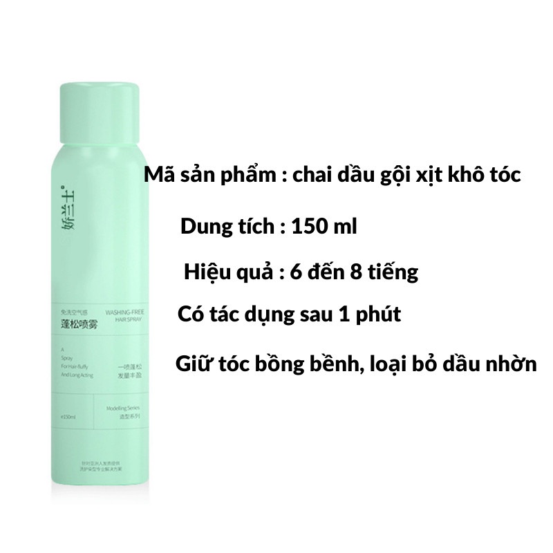 Xịt gội đầu khô tóc cấp tốc hàng nội địa giúp tóc bồng bềnh giảm bết dính