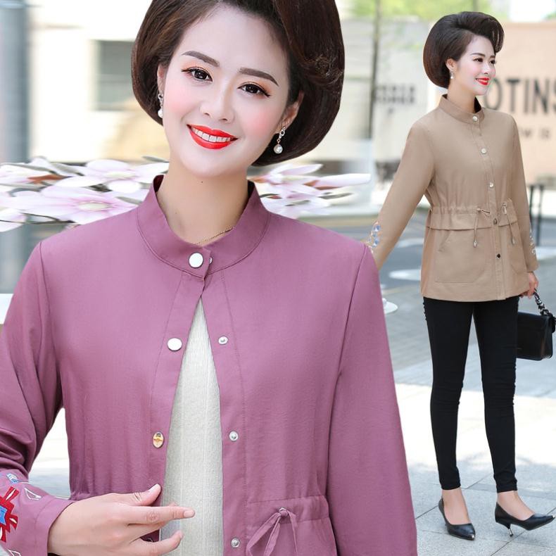 Áo Khoác Mùa Thu 40-50 Tuổi Trung Niên Nữ Dài Tay Cardigan Thời Trang hàng Quảng Châu