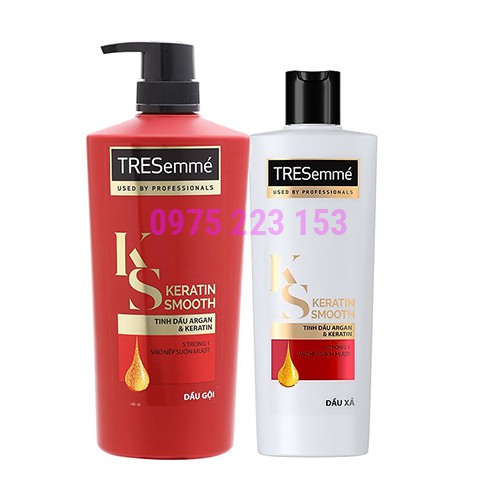 Combo dầu gội dầu xả Tresemme Keratin Smooth