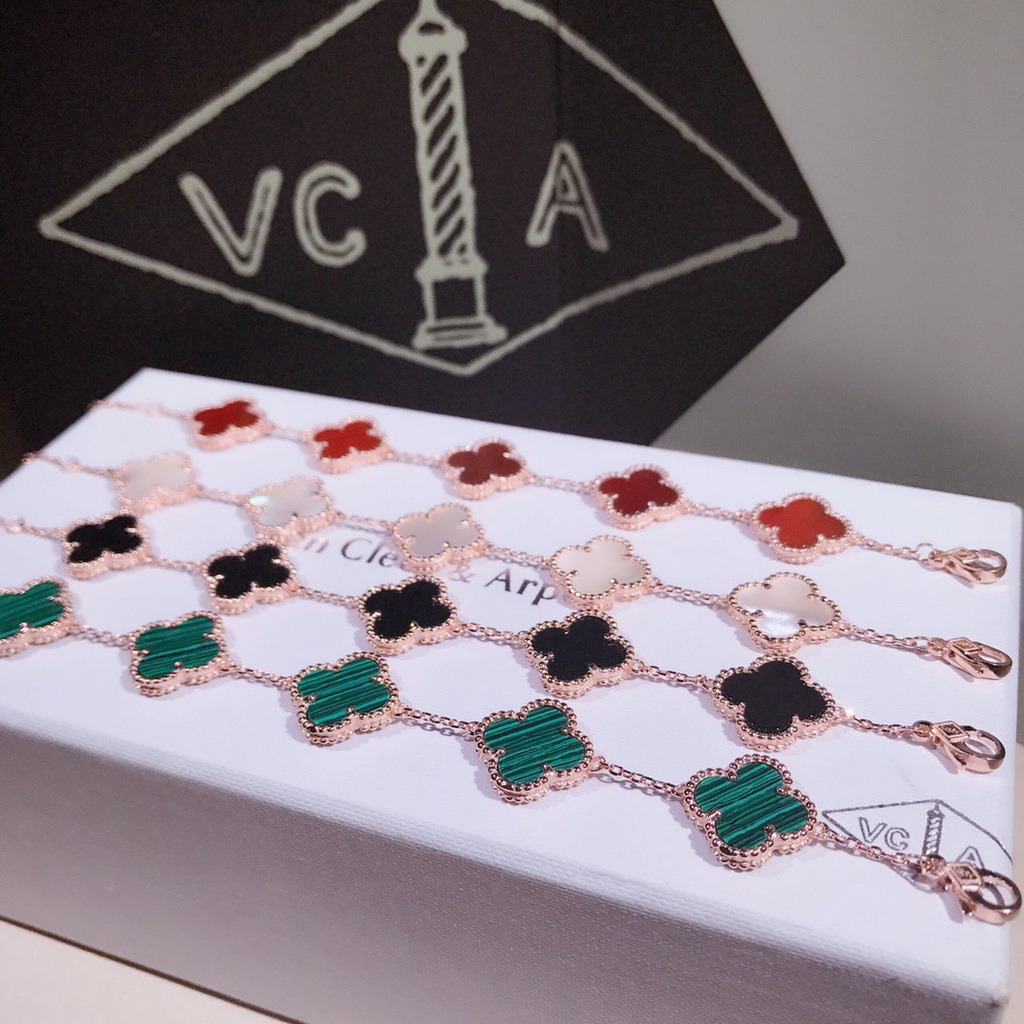 VCA cỏ ba lá vòng tay nữ 18K vòng đôi bạn thân lắc tay