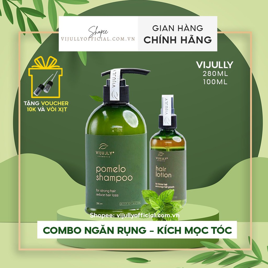 Bộ gội xịt Vijully dầu gội và xịt tinh dầu bưởi giảm rụng tóc, kích thích mọc tóc