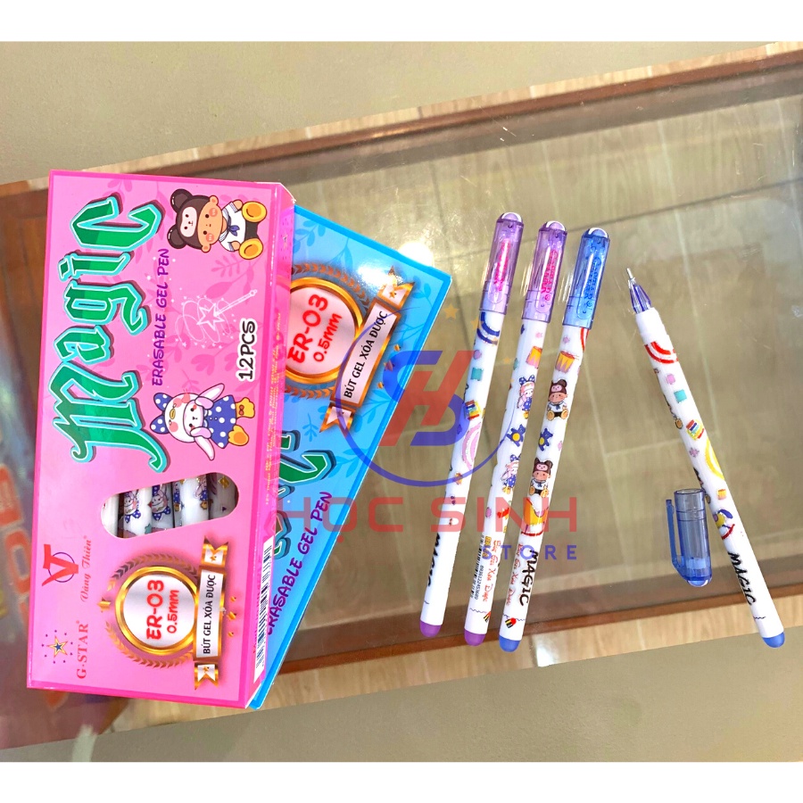 Hộp 12 Cây Viết Gel Xóa Được 0.5mm Gstar ER03 Mực Xanh, Tím Chất Lượng Cao