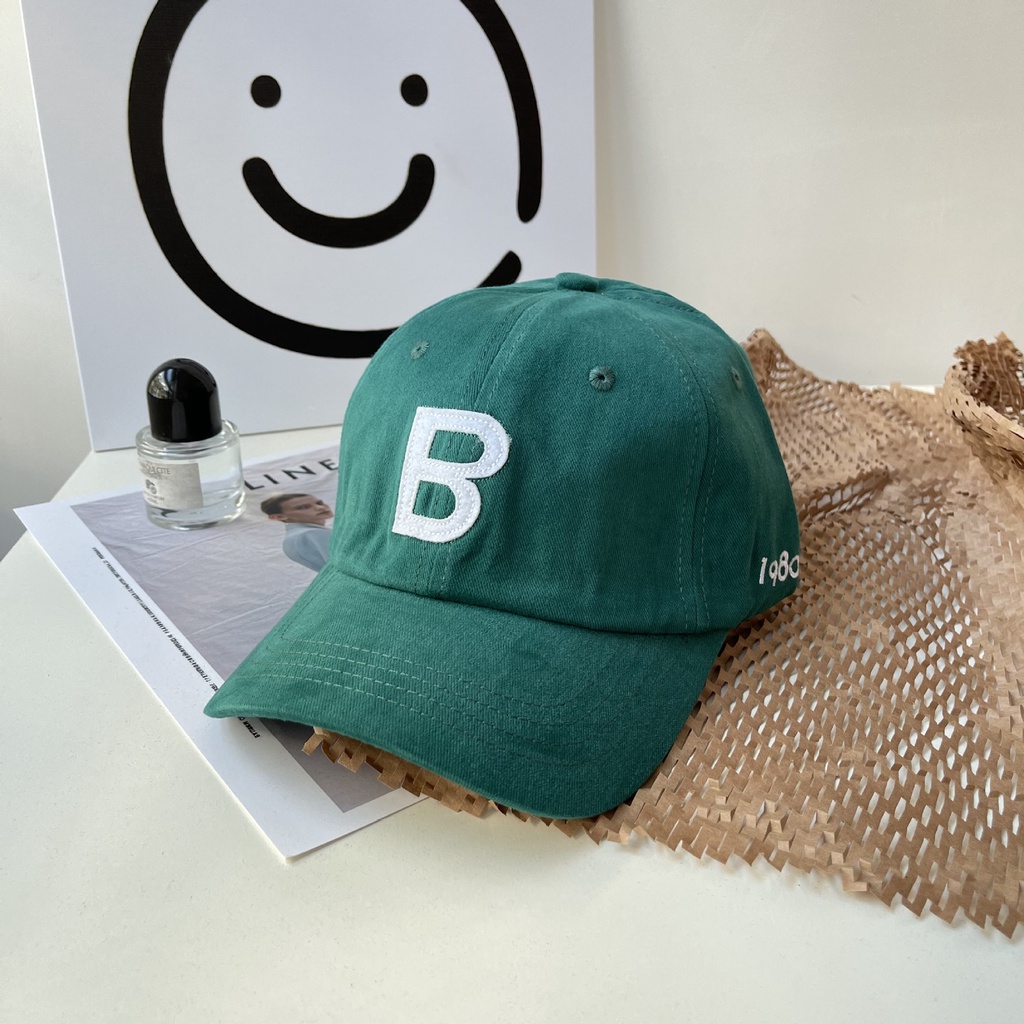 First Love Mũ Lưỡi Trai Chống Nắng Phiên Bản Hàn Quốc Thường Ngày Màu Trắng Xanh Dương Trắng In Chữ B Cho Nữ Dễ Phối Đồ