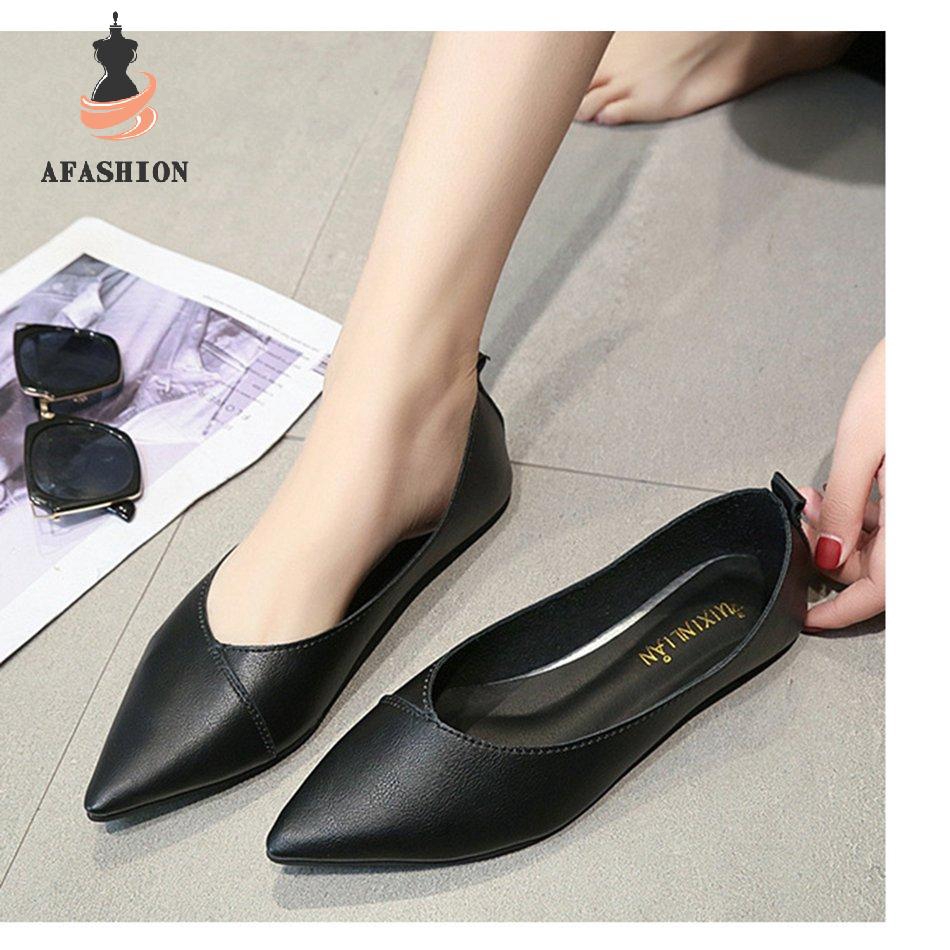 Giày Loafer Nữ Đế Bệt Giả Da Mùa Xuân