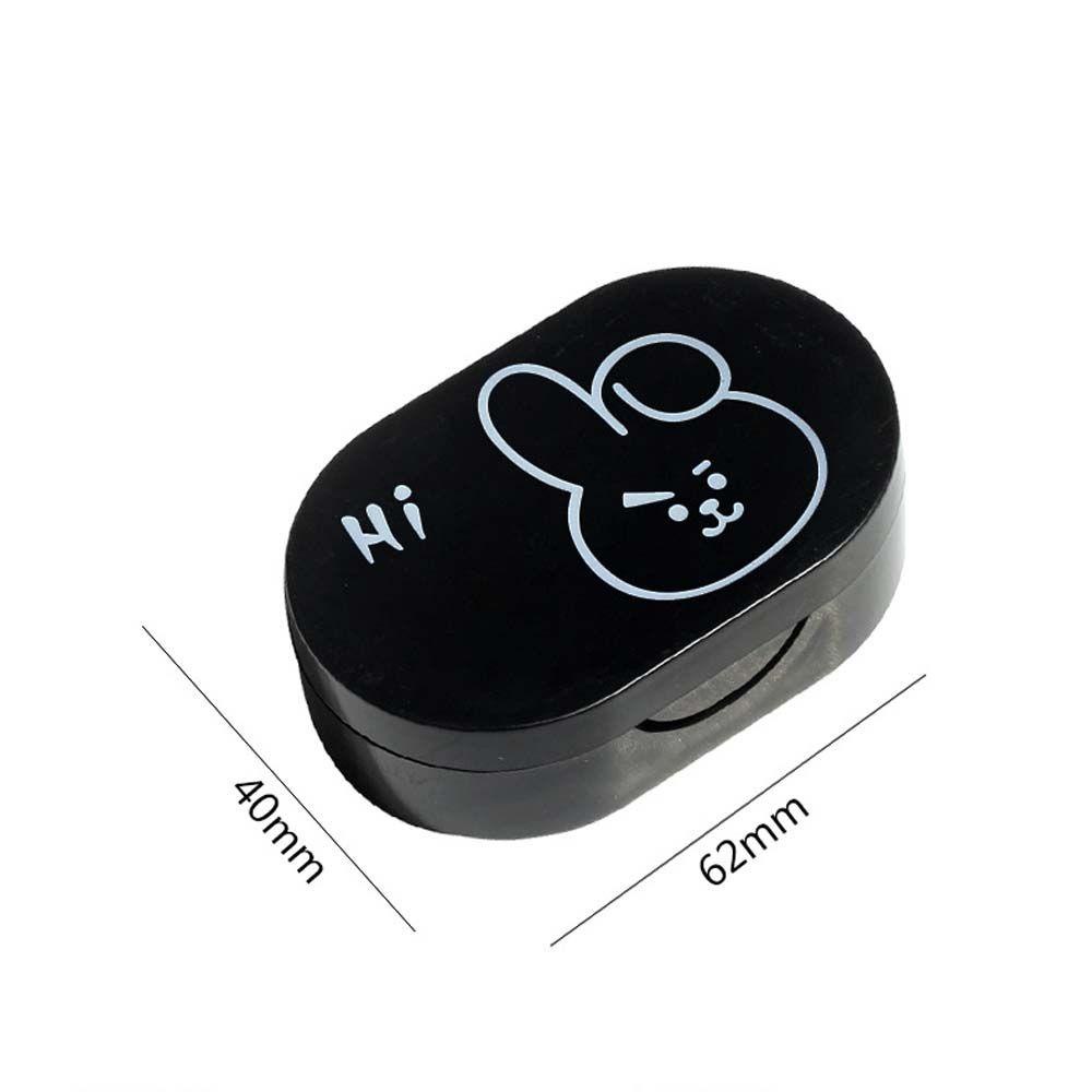 Hộp Đựng Kính Áp Tròng Kèm Gương Mini Hình Chữ Nhật Họa Tiết Gấu Hoạt Hình Dễ Thương