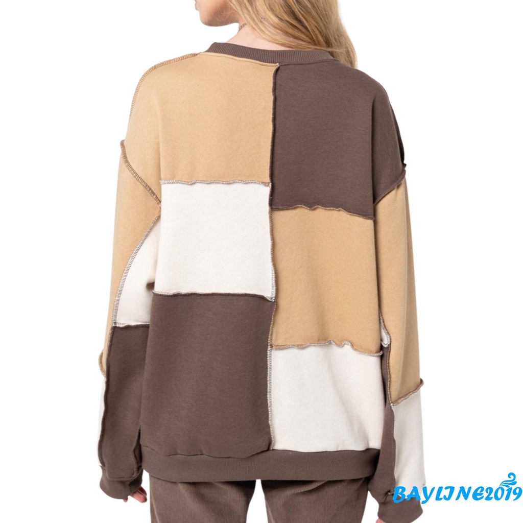 Áo sweater tay dài phối màu sắc thời trang dành cho nữ