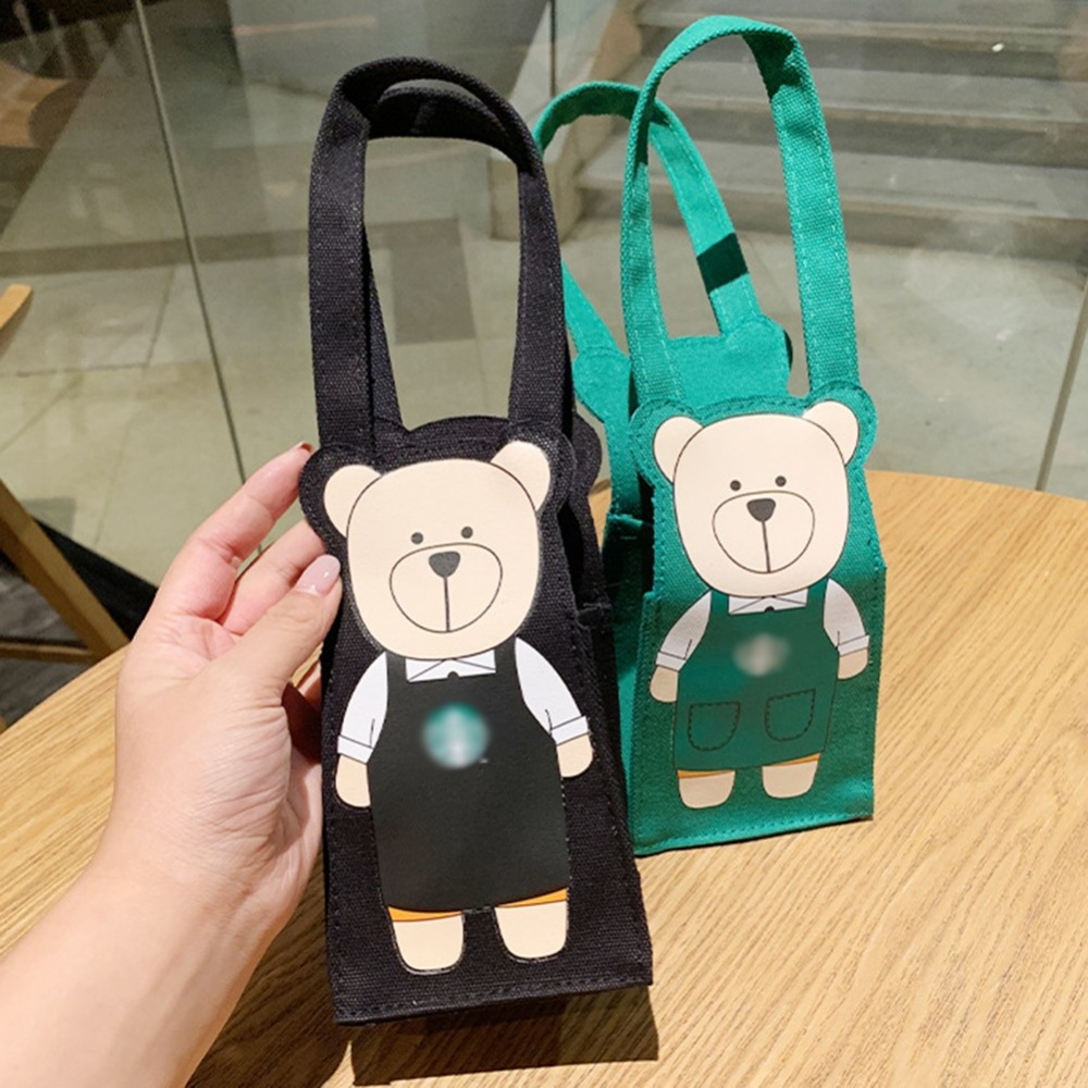 Túi tote vải canvas in hình gấu Starbucks dễ thương