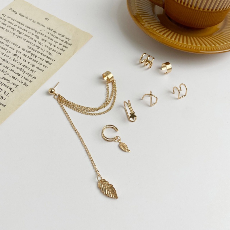 Set 7 khuyên tai dạng kẹp vành tai tua rua không xỏ lỗ cho nữ