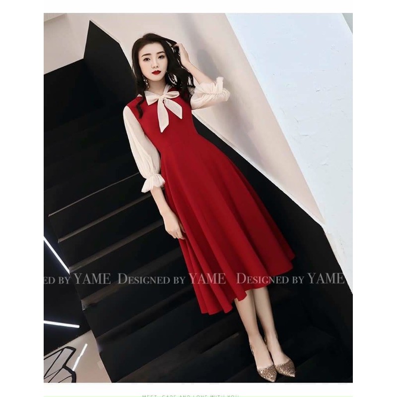 Đầm Noel xoè đỏ tay phối lưới đính sao tiểu thư | BigBuy360 - bigbuy360.vn