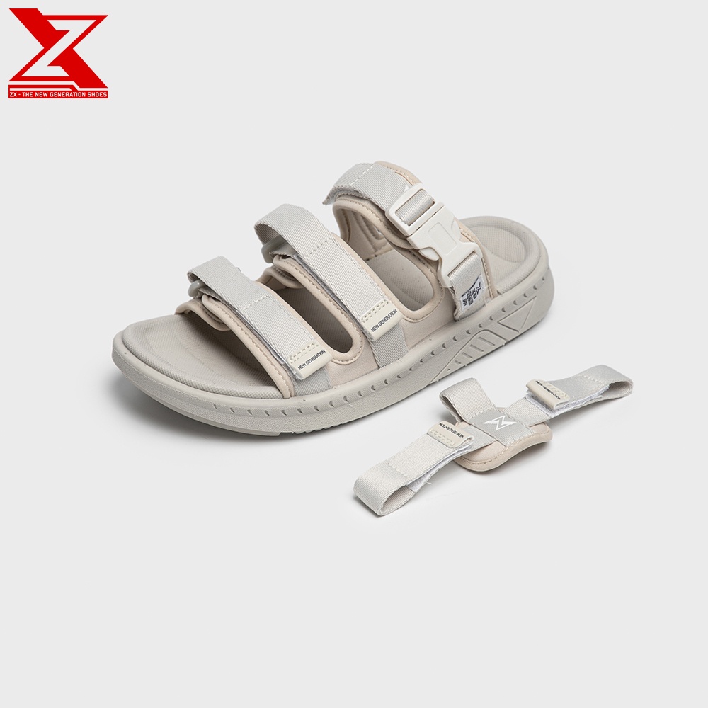 Sandal ZX Unisex ZX 3715 Light Cream 3 quai khóa cài, quai sau có thể tháo rời, đế Phylon 3 lớp chống mòn chống trơn