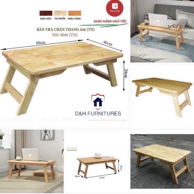 Bàn Học Làm Việc Gỗ Gấp Gọn Chân Thang Đa Năng Chất Liệu Gỗ Cao Su nguyên Chất Kích Thước 40x60 - D&H Furnitures bị