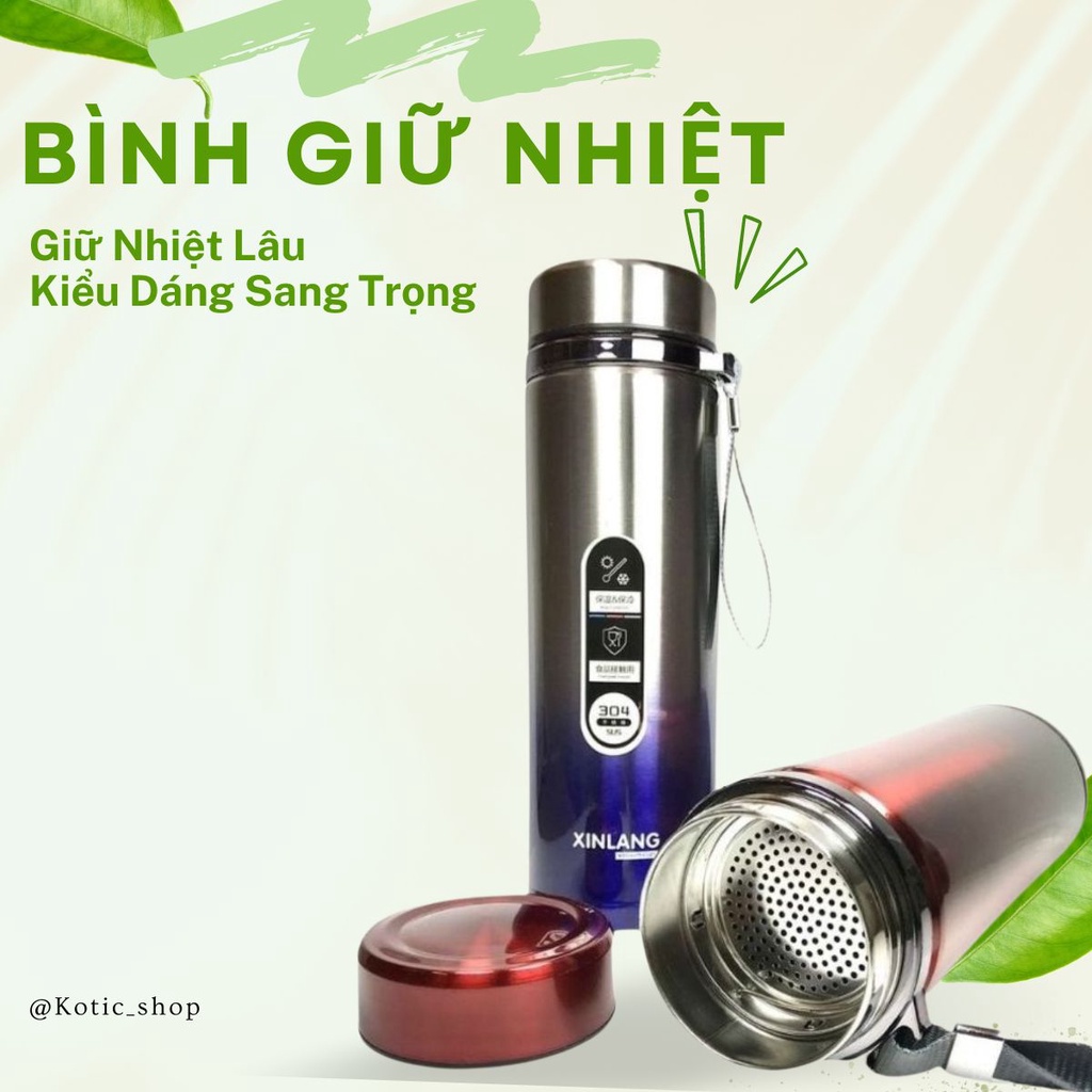 Bình Nước Giữ Nhiệt Dung Tích 1L Bình Inox Cao Cấp 2 Lớp Nóng Lạnh Lâu Có Dây Xách Siêu Tiện Lợi Kotic_shop