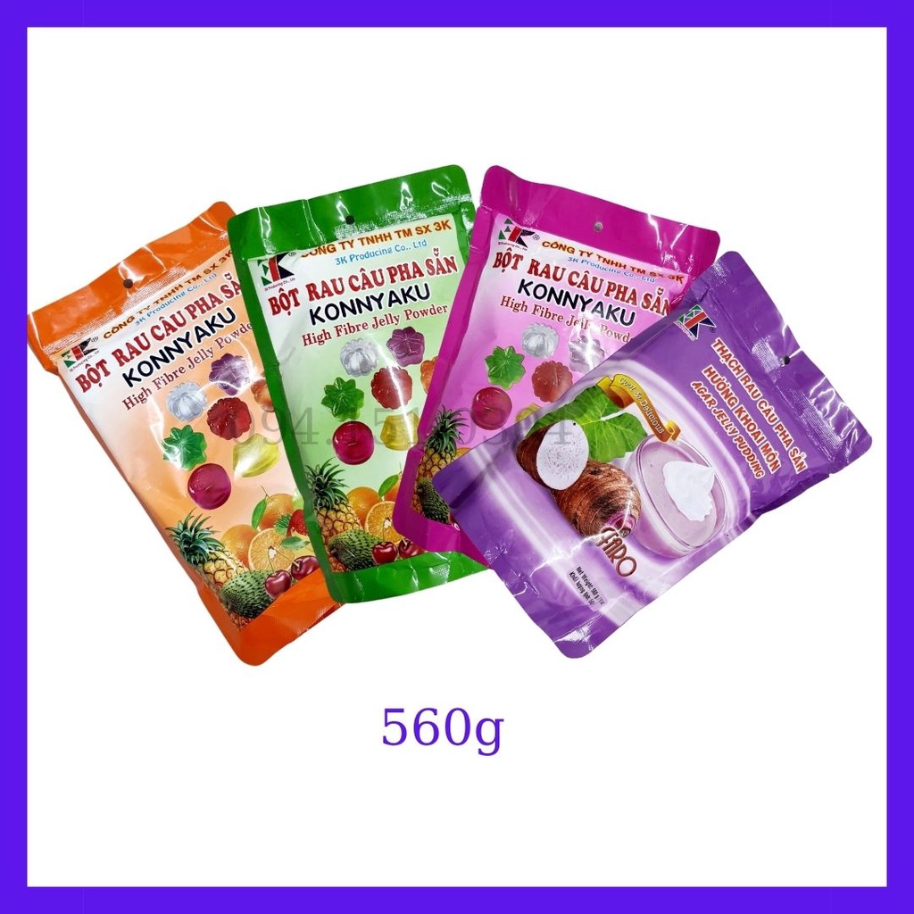 Rau câu/bột thạch pha sẵn và tạo màu.konnyaku/ gói 560g