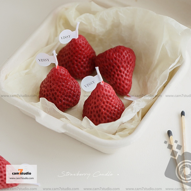 Nến Strawberry Thơm trang trí chụp hình sản phẩm, decor chụp ảnh - Cam7Studio.com