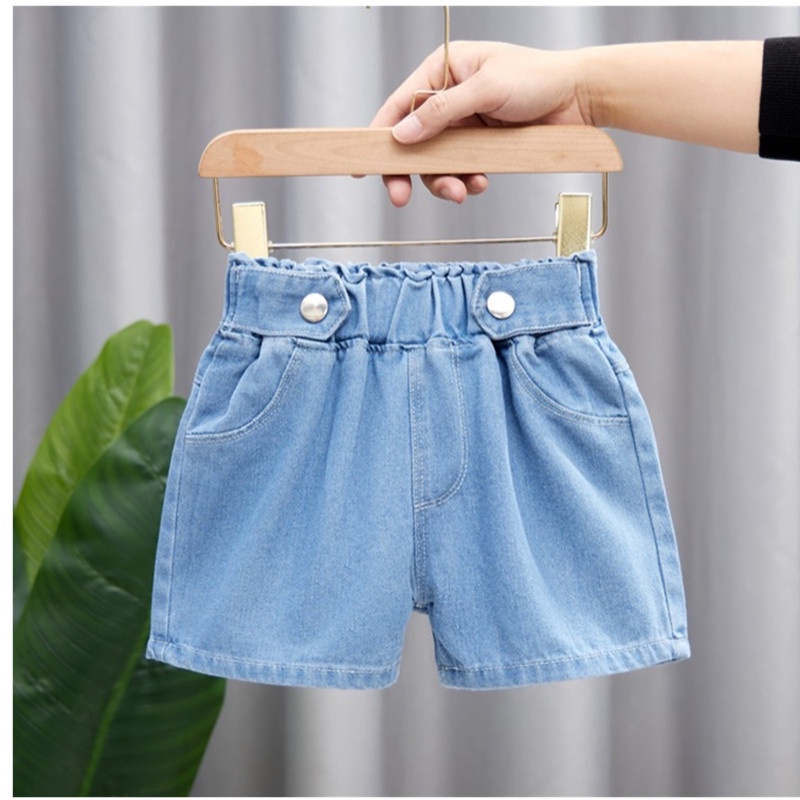 Quần Short Jean Lưng Thun Thời Trang Mùa Hè Dành Cho Bé 2-12 Tuổi