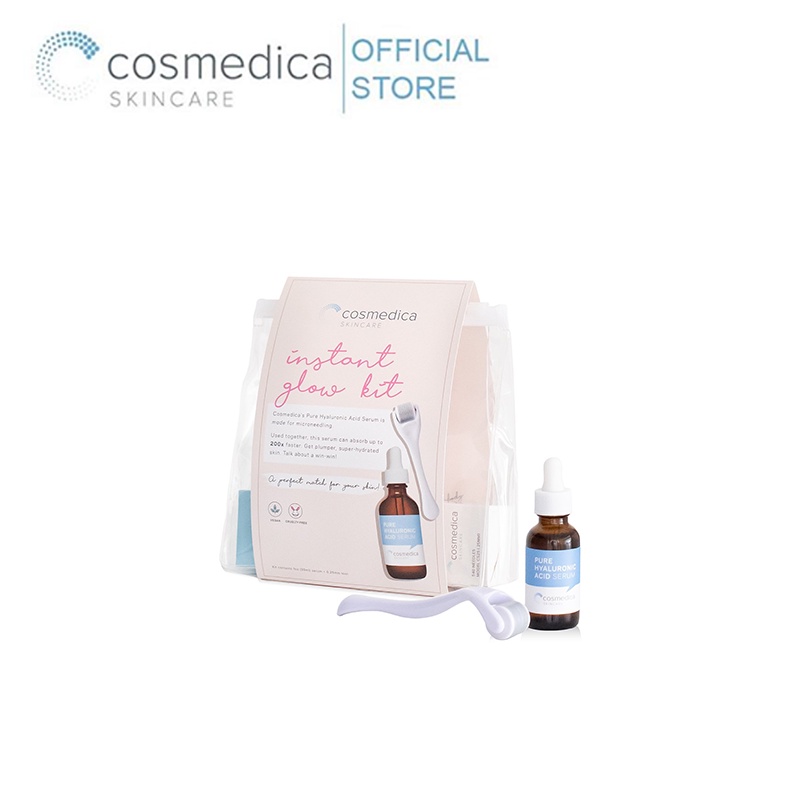 Bộ Dưỡng Da Cosmedica Instant Glow Kit (Serum Hyaluronic Acid 30ml + Dụng Cụ Lăn Vi Điểm)