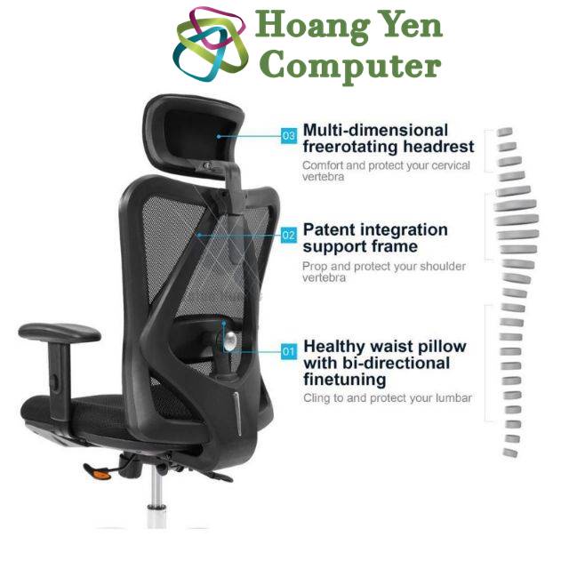 Ghế Công Thái học Sihoo M18 -Thiết Kế Ergonomic Bảo Vệ Cột Sống - BH 36 Tháng Chính Hãng - Hoàng Yến Computer