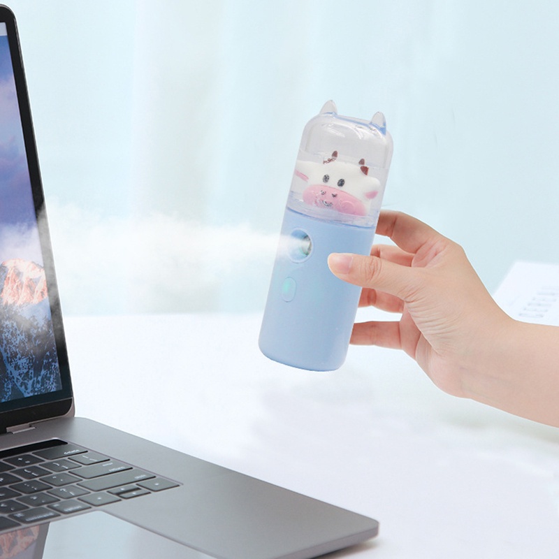 [Hàng mới về] Máy phun sương tạo độ ẩm cầm tay họa tiết động vật hoạt hình sạc cổng USB dễ thương